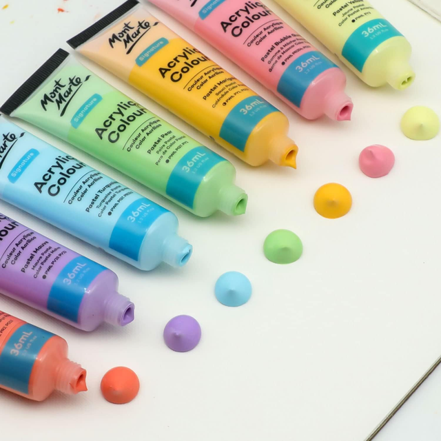 MONT MARTE Acrylic Colour Pastel Paint Set Signature 24pc x 36ml (1.2 US  fl.oz), Creamy Pastel Acrylic Paint Set Good Coverage - AliExpress